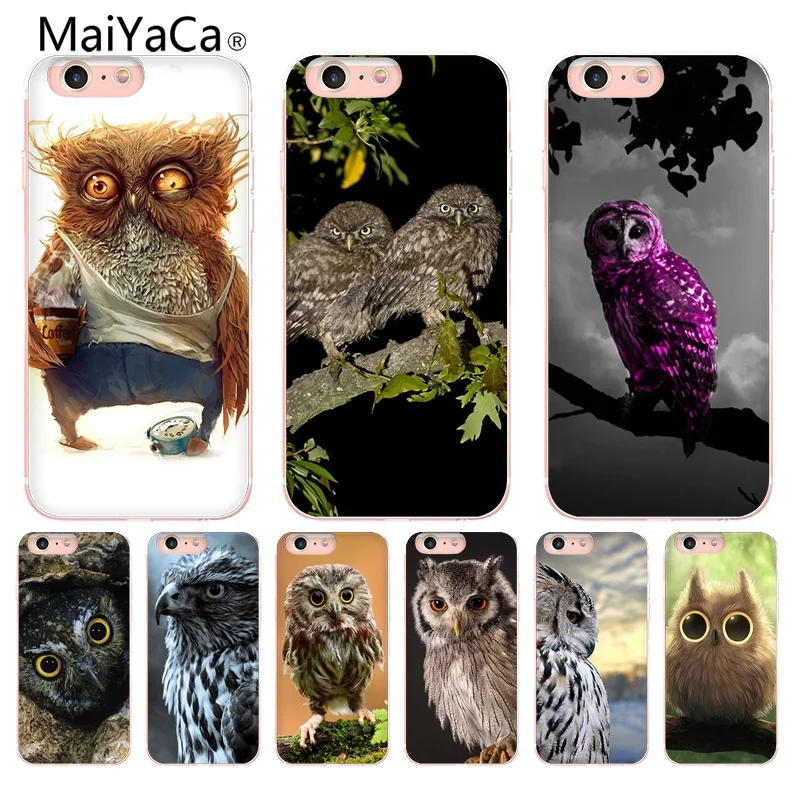 

MaiYaCa Owl Transparent Shell Phone Case For Apple iPhone 8 7 6 6S Plus X 5 5S SE 5C Mobile Cases