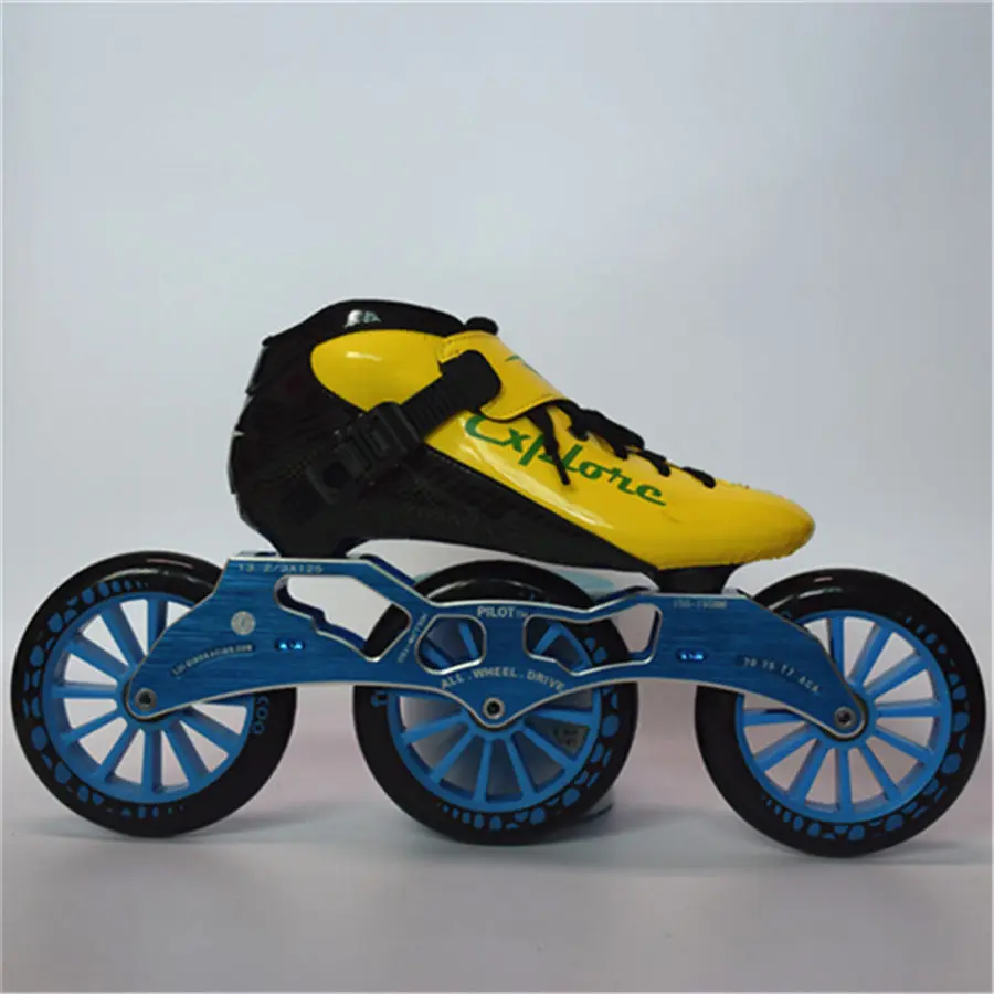 EUR size 30-44 Speed Inline Skates Carbon Fiber Competition Skate 3*125mm Street Racing Skating Patines Similar With Powerslide adult roller skates