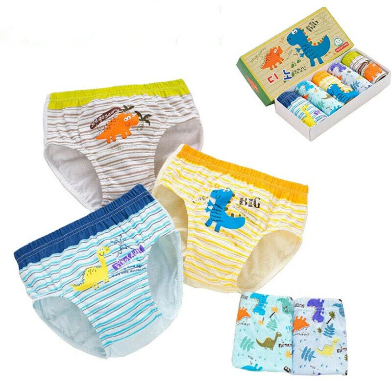 

5Pcs Hot New For Boys Children Cartoon Striped Dinosaur Soft Breathable Panties Comfortable Kid Underwear Cotton Cute Lovely