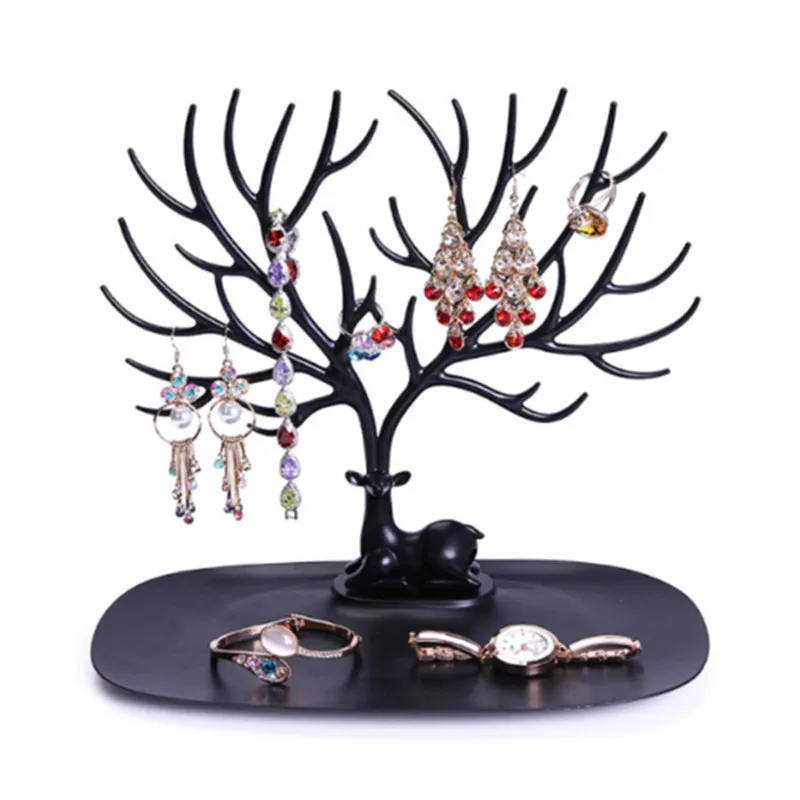 

Plastics Creative Jewelry Deer Tree Stand Display Organizer Necklace Ring Earring Holder Jewelry Rack 25cm*15cm*22cm