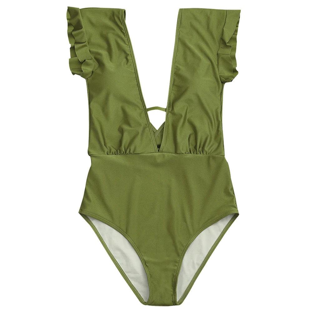 Женский сплошной купальный костюм с оборками и высокой талией|swimwear swimming|swimwear one