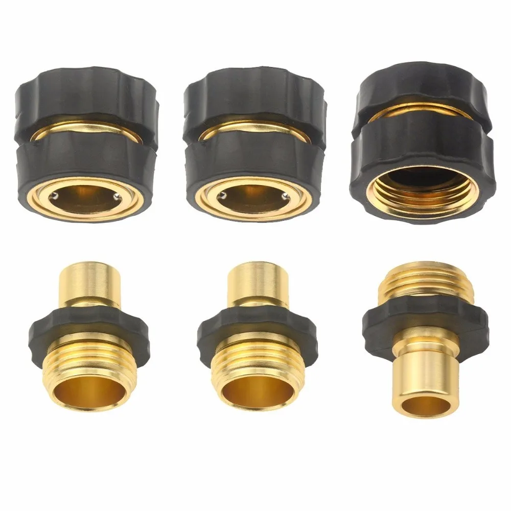 

3Sets (6pcs) Aluminum Garden Hose Quick Connector - Water Hoses Quik Connect Release