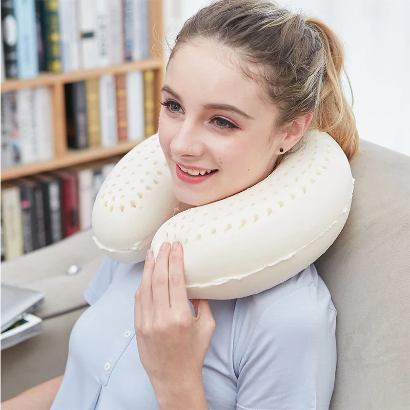 Juwen Natural Latex Massage Memory Pillow Soft U Shape Neck Car Flight Travel Nursing Cushion Headrest 20 | Дом и сад