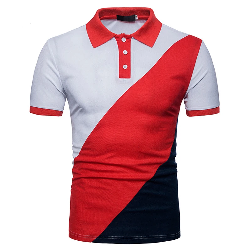 2018 Hot Sale New Fashion Brand Men polo shirt Colorblock Short sleeve Slim Fit Shirt Cotton Shirts Casual XXL | Мужская одежда