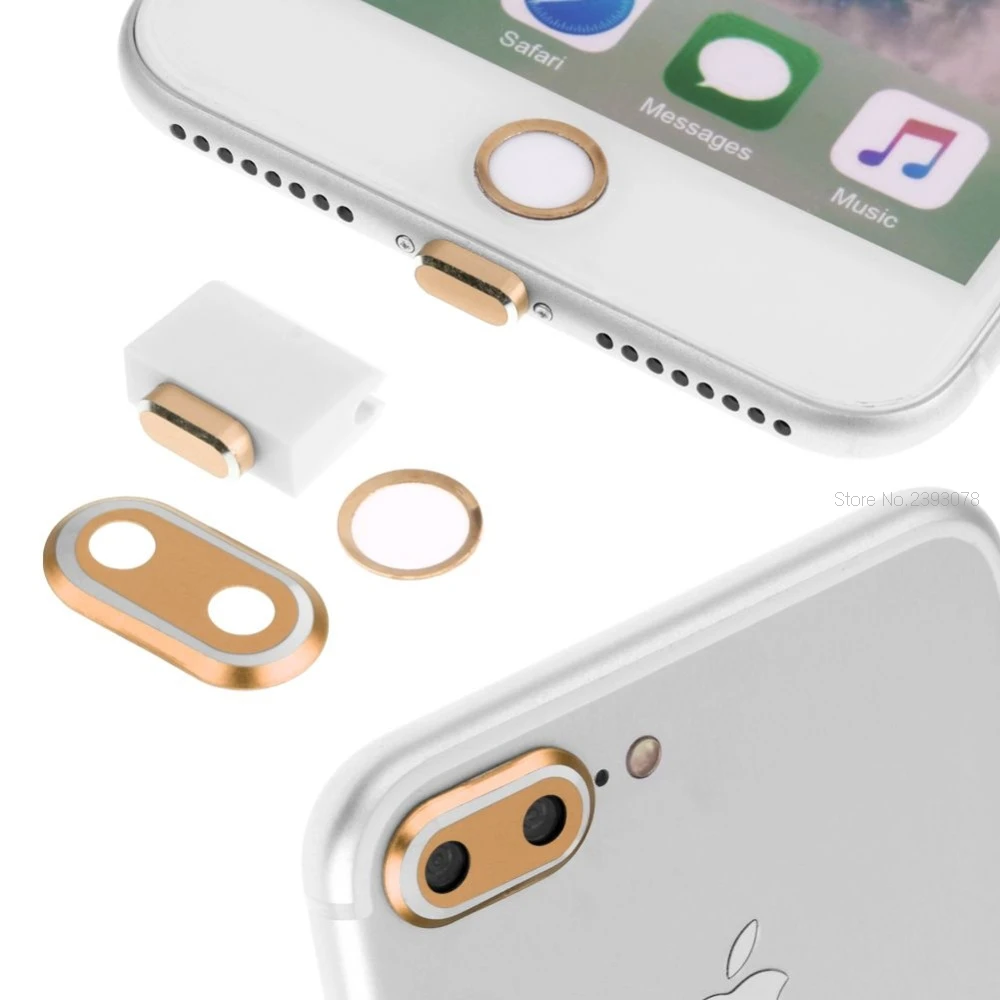 BINFUL для iPhone 7, 8, 4,7 Plus, 5,5, 3 в 1, металлическая задняя камера, защитная крышка, чехол, кнопка домой, наклейка, кольцо, заглушка от пыли
