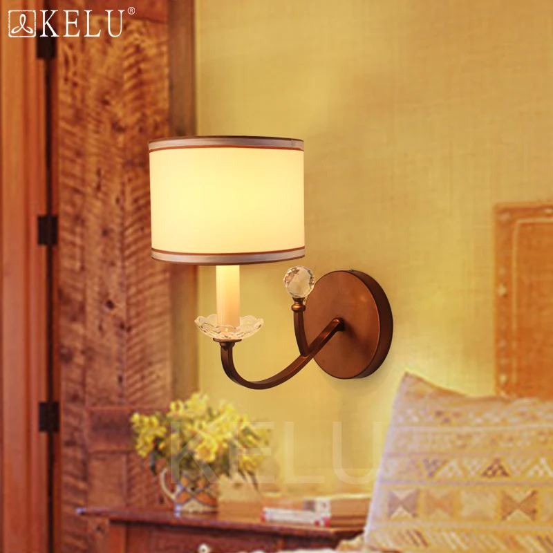 

But the road of European iron crystal lamp bedside American pastoral village simple bedroom living room balcony lamp