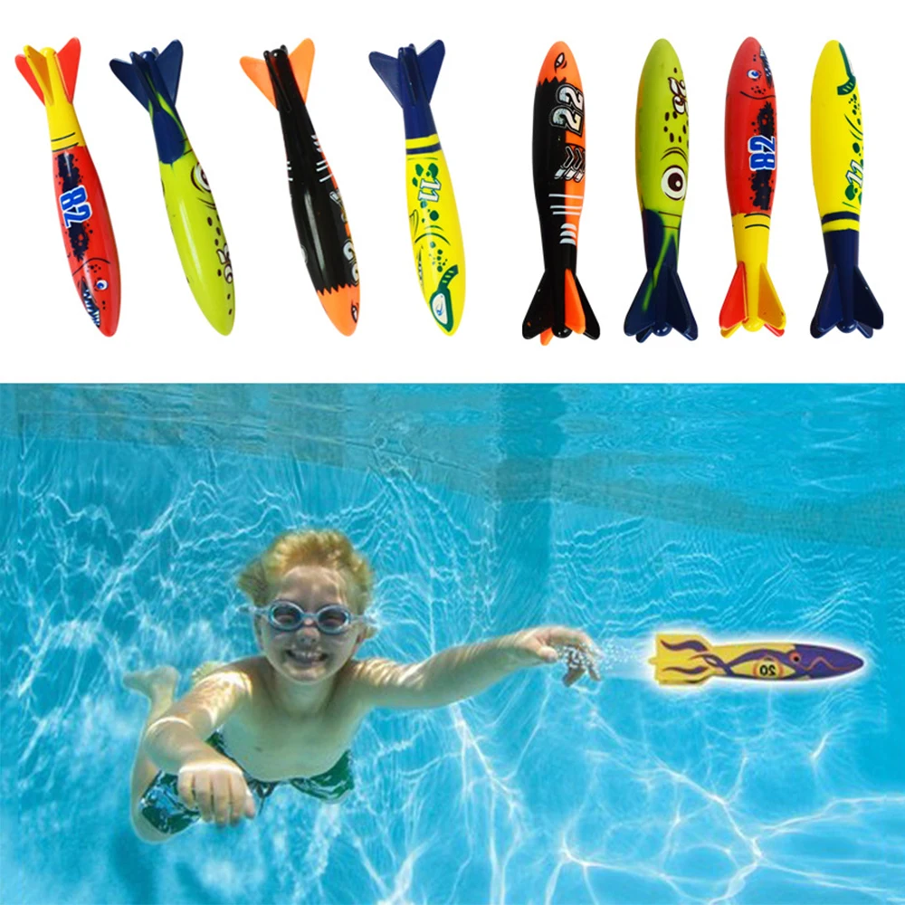 

1 Pcs Rocket Throwing Toy Swimming Pool Diving Game Summer Children Underwater Dive Toy 4 Colors