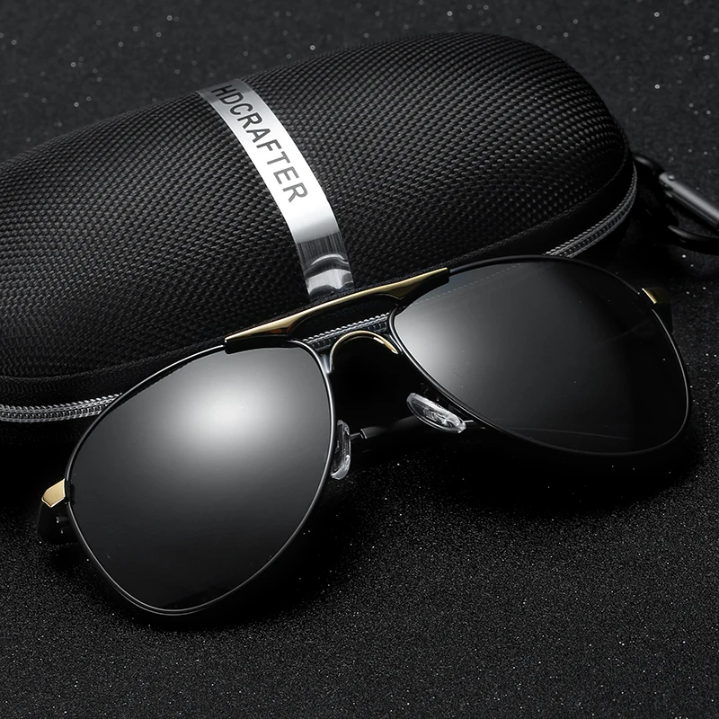 Cheap HDCRAFTER classic polarized pilot sunglasses men uv400 brand retro men sun glasses for male driving sunglasses polarized