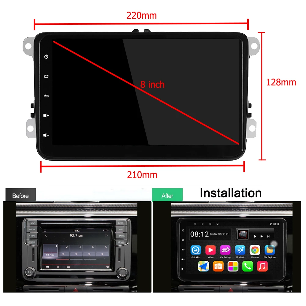Sale Panlelo S8/S8 Plus forVW Android 8.1 Autoradio GPS Navigation 8 inch Car Stereo Radio Multimedia Player For Polo Golf Passat B6 1