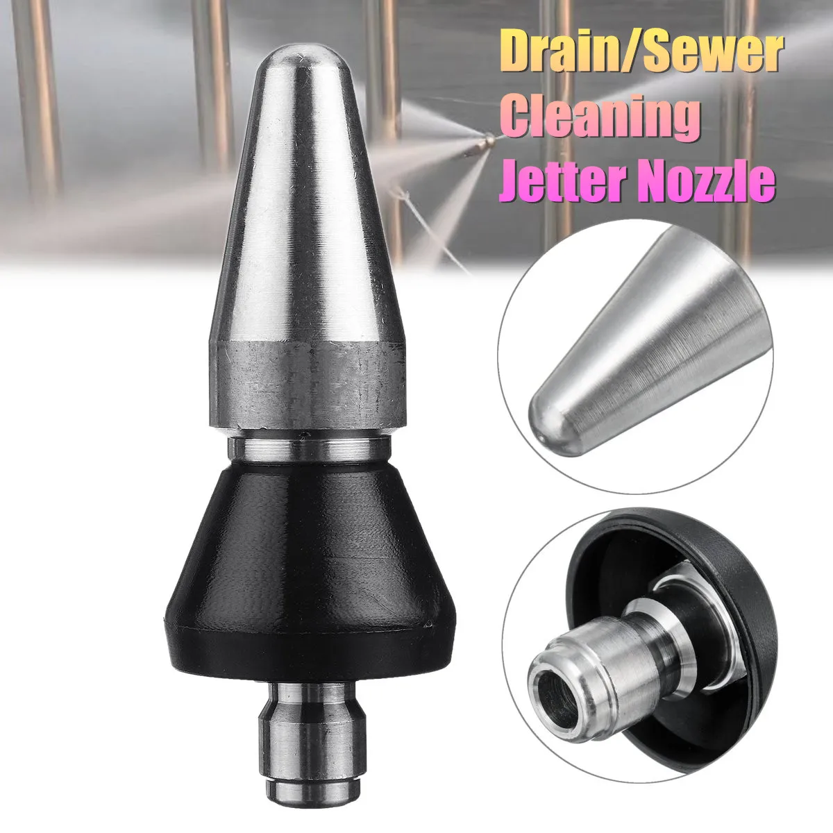 1/4'' 1 Front 3 Rear Cleaning Nozzle High Pressure Drain Pipe Washing ...