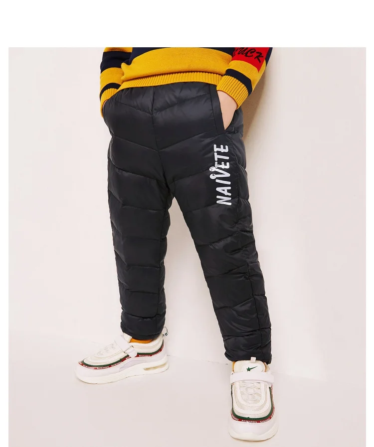 Balabala Todder/стеганые пуховые штаны для мальчиков детские штаны без застежки на подкладке из Китая пуховое наполнение с карманом, Ребристый пояс, усиленный подол