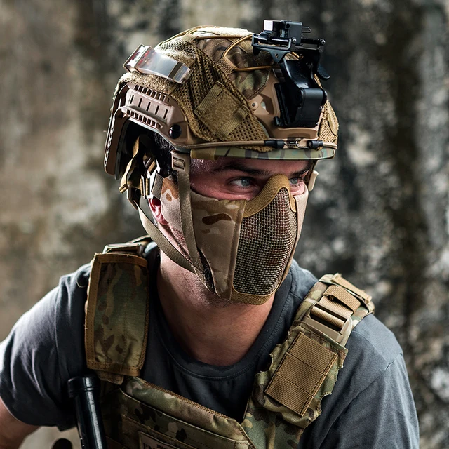 Tactical Foldable Half Face Mask Protective Mesh Mask for
