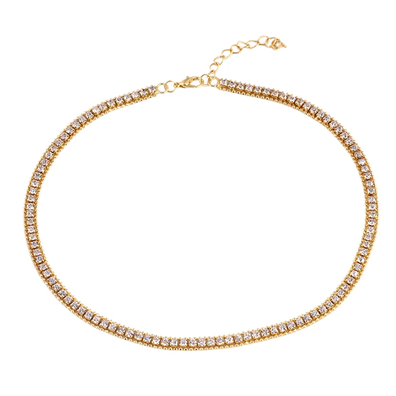 Хип хоп Bling Iced Out теннисная цепочка 1 ряд ожерелья люксовый бренд золотой цвет для