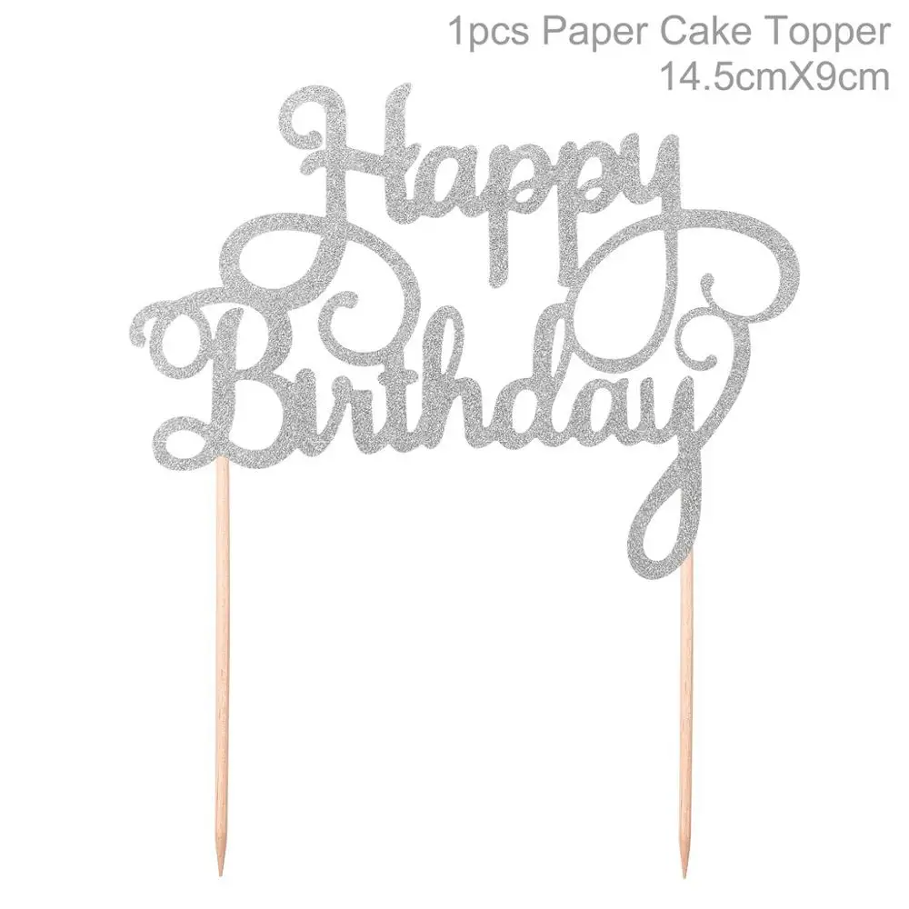 Frigg 1PC Gold Happy 30th Birthday Cake Topper Happy 40 50 60 Paper Birthday Cake Decorating Supplies Birthday Party Supplies - Цвет: silver happybirthday