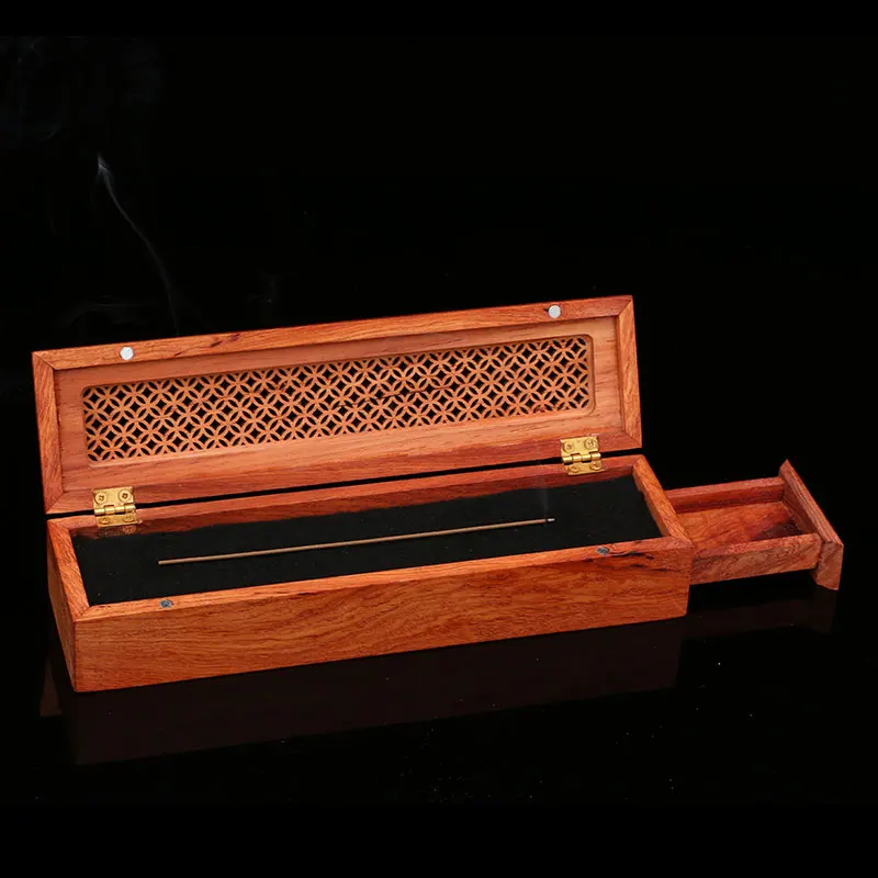 Joss Stick Incense Burners with Drawer Incenso Holder Box Rosewood Censer Multifunctional with