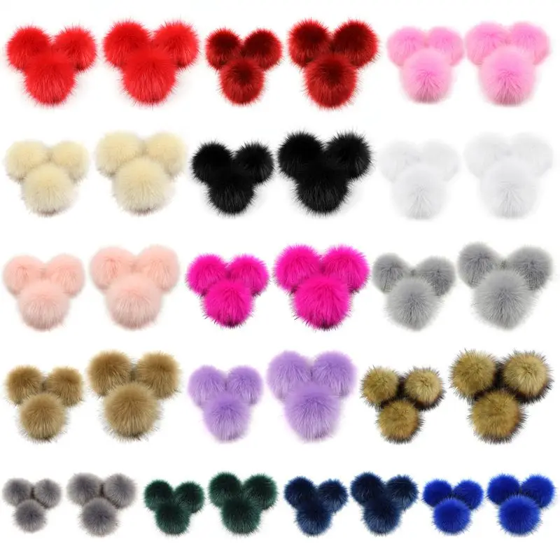 

10cm DIY Artificial Faux Mink Fur Fluffy Pompom Ball Solid Color For Knitting Hat Shoes Scarves Handbag Charms Ornament