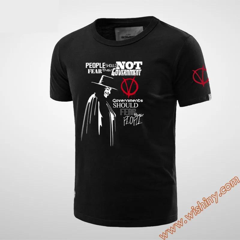 

Cool V for Vendetta Mask T shirt Short Sleeve Black Tees Quality Tee shirt For Men Boy