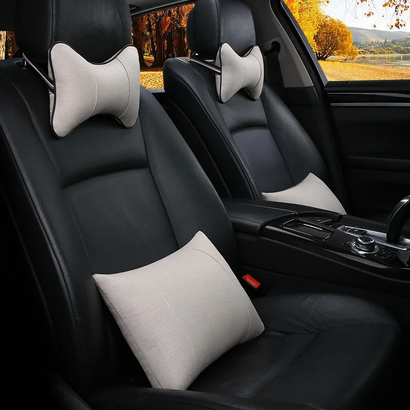 Linen Breathable Car Headrest Pillow For KIA Ford Audi BMW VW Mercedes