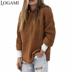 LOGAMI женский свитер и пуловеры осень зима с круглым вырезом вязаный женский пуловер модный свитер осень 2017