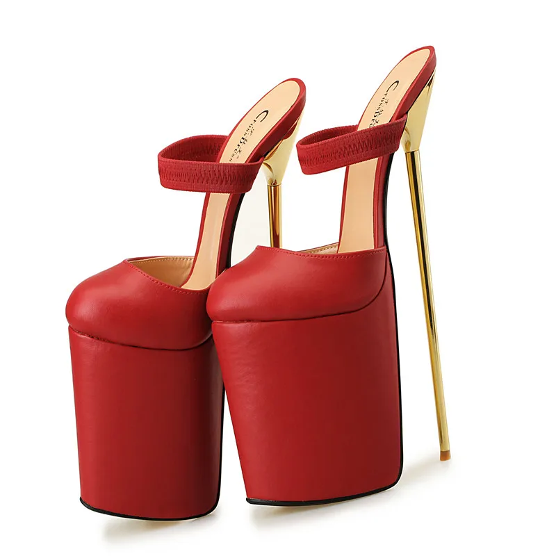 HSM Summer sandals Platforms stilettos zapatos mujer Round Toe ladies 22cm Metal Thin Heels shoes woman Slingbacks wedding pumps HSM Summer sandals Platforms stilettos zapatos mujer Round Toe ladies 22cm Metal Thin Heels shoes woman Slingbacks wedding pumps