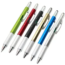 6 в 1 мини отвертка линейка спиртовой уровень инструмент, шариковая ручка с верхней и шкалой стилус для сенсорного экрана инструмент ручка Мультитул