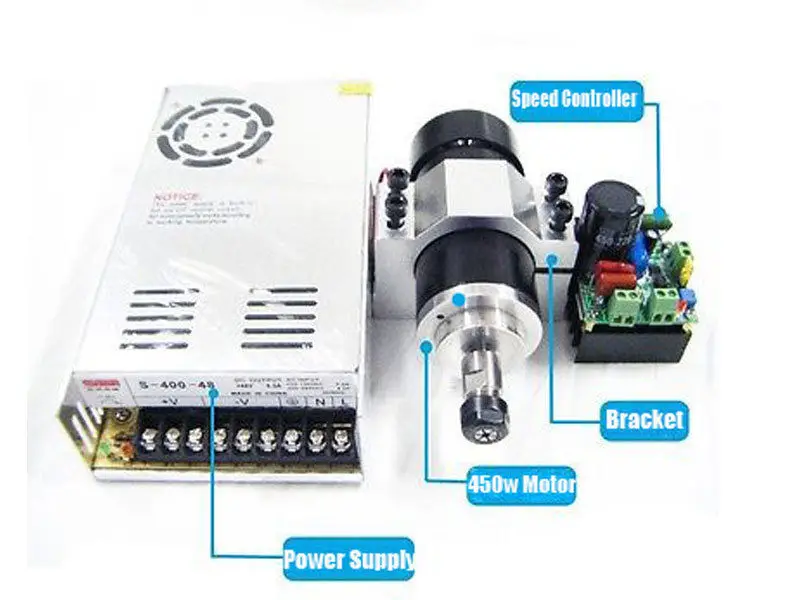 400 Вт 12000 об/мин CNC DC щеточный Шпиндельный мотор и источник питания и контроллер скорости MACH3 и кронштейн для DIY CNC