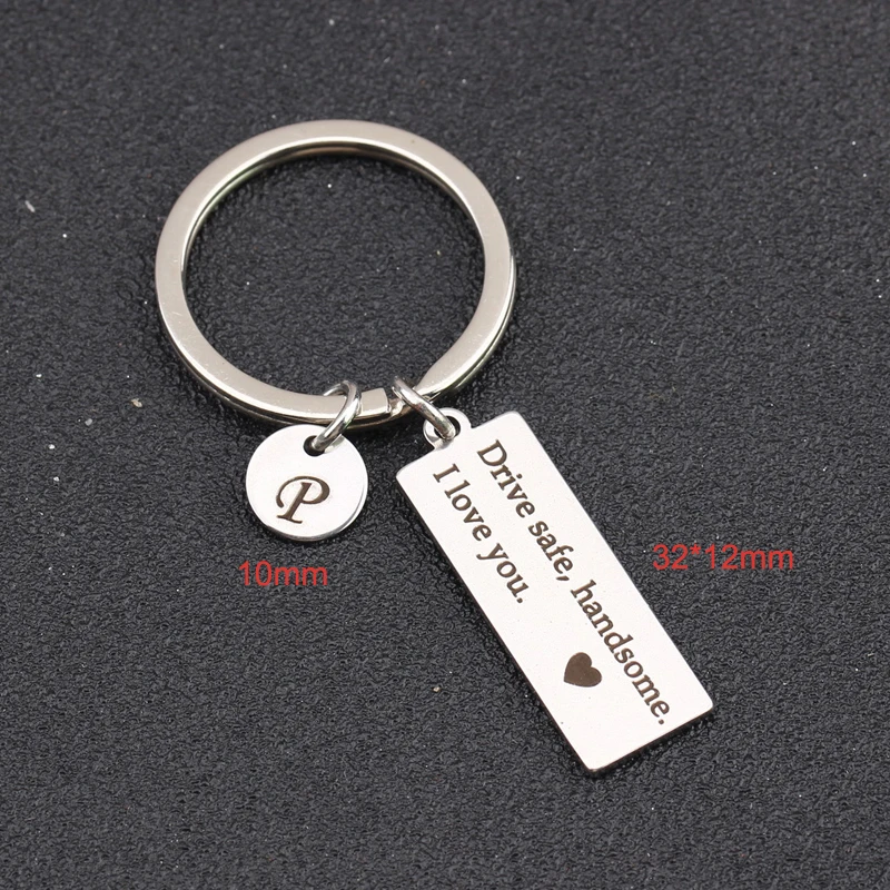 

Fashion Keychain Engraved Drive Safe Handsome I Love You Personalized Letter For Huaband Boyfriend Trendy Gift Men Key Ring Tag