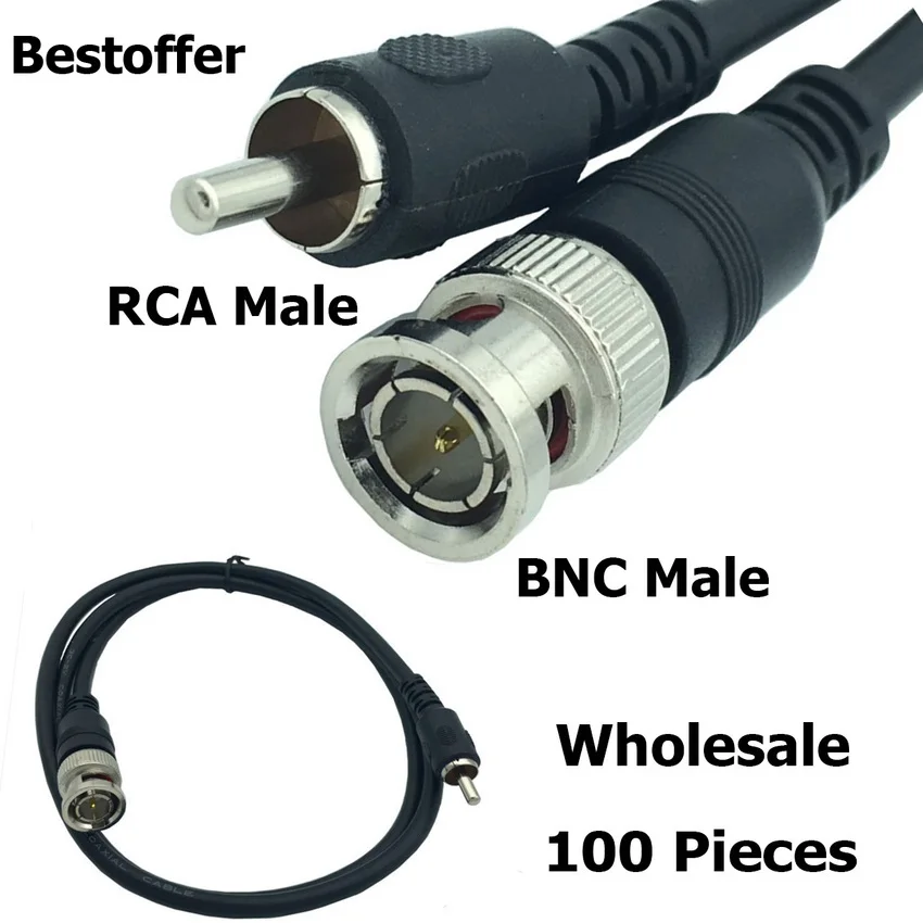 Wholesale 100 Pieces/Pack 5ft Coax/Coaxial RG59 RCA Male to BNC Connector M/M Audio Video AV Cable | Электроника