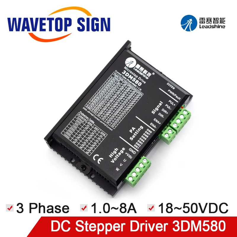 

Leadshine 3DM580 Stepper Motor Driver 3 Phase Voltage 18~50VDC Current 1.0~8.0A Match With NEMA23 34 Motor