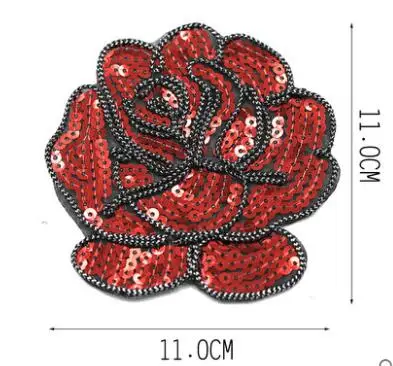AHYONNIEX 5 шт./лот расшитые блестками бусины бренд роза ткань патчи гладить на аппликация на сумку наклейки на одежду - Цвет: Red Color 5pcs