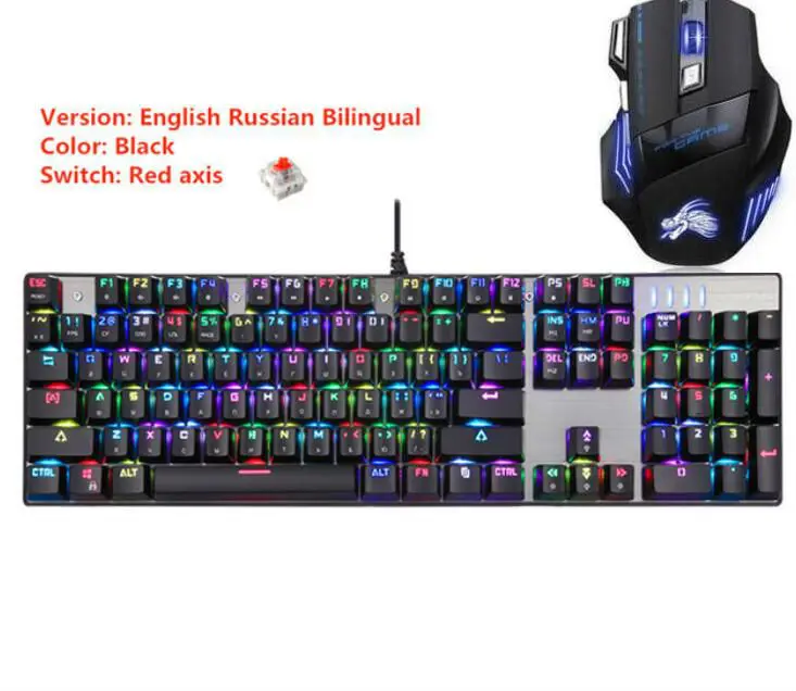 Motospeed CK104 металлический переключатель с 104 клавишами RGB игровая Проводная Механическая клавиатура светодиодный с подсветкой анти-привидение для геймерского компьютера - Цвет: Russian Red Mouse