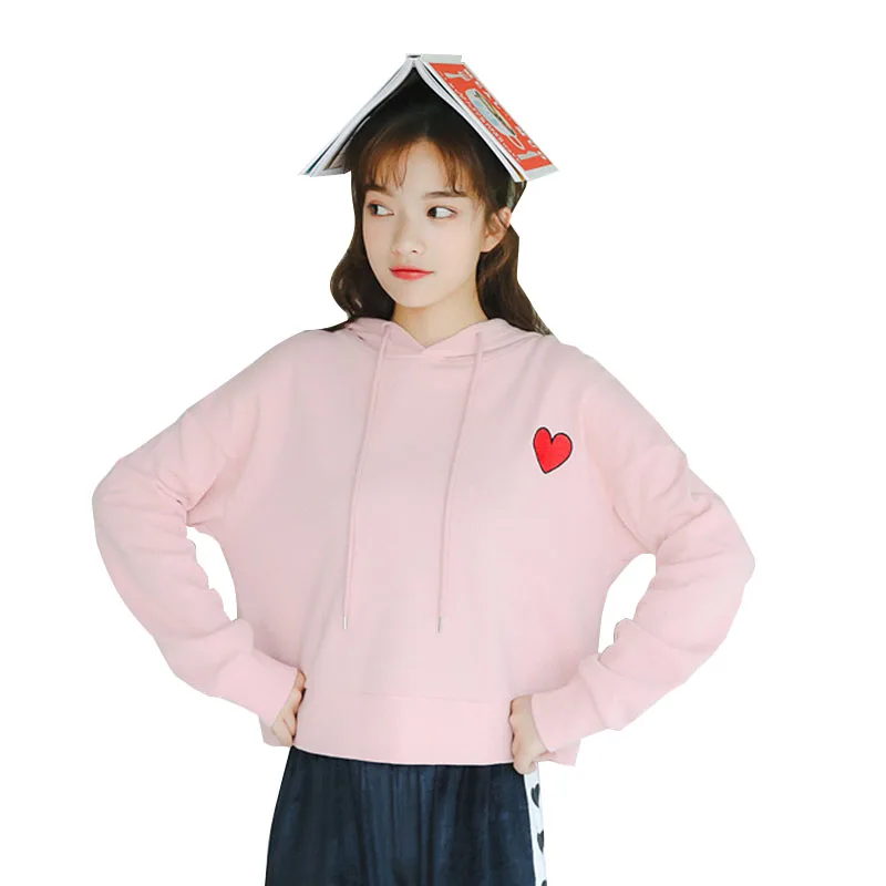 

2019 autumn winter women's T-shirt hooded fashion new trend Lively lovely series Love embroidery female T-shirt poleras mujer