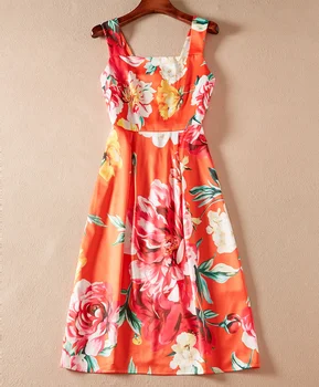 

Hot Sale Flower Print Women Dress Sexy Sling A-Line Dresses