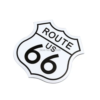 

10 x Car Body US Route 66 Expressway Sign Metal Chrome Aluminium Alloy 3D Emblem Badge Sticker Decal Car Styling Auto Accessory