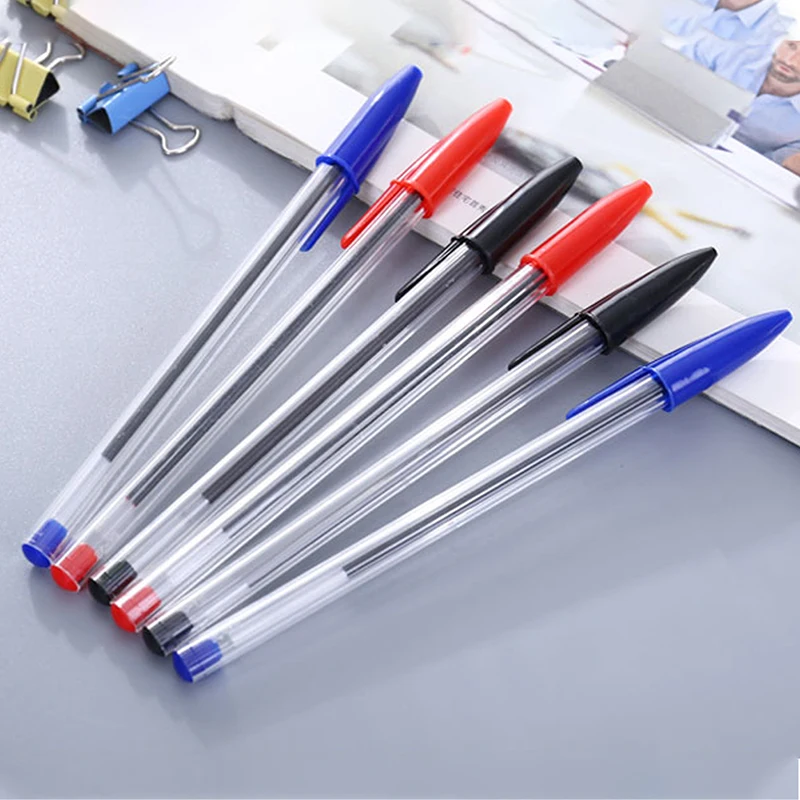 

New 20Pcs/Box 1.0mm Medium Ballpoint Pens Ball Point Biros Red Blue Black Classical Appearance Fit For School Students Office