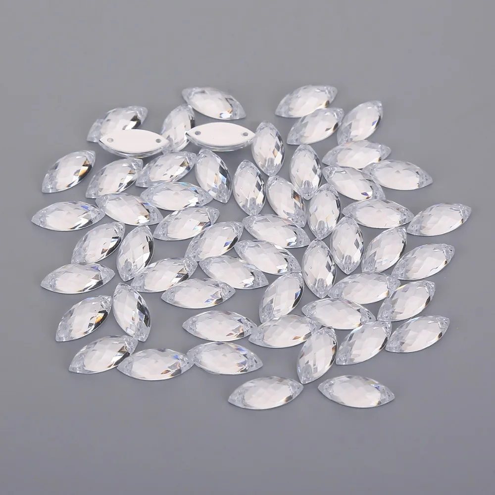 TPSMOC 3 Sizes Horse Eye Acrylic Sew On Rhinestones Flatback Colorful Sewing Rhinestones Loose Stones For Women Dress