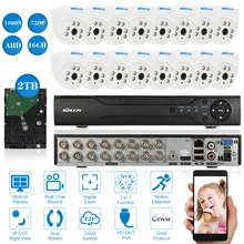 KKmoon 16CH 1080N AHD DVR система 3,6 мм 16CH 720 P AHD ночного видения купольная CCTV камера для помещений камера для системы видеонаблюдения 2 ТБ HDD Onvif