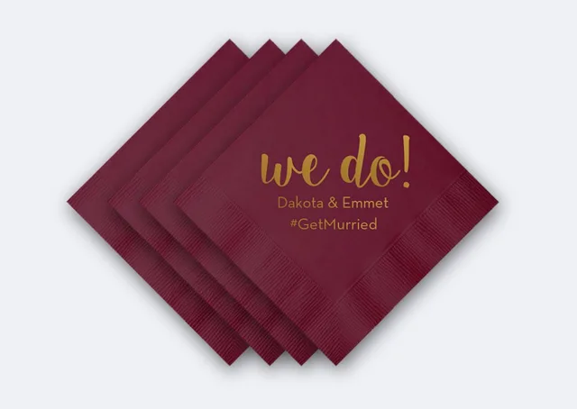Set Of 100 Personalized We Do Custom Napkins Wedding Birthday Set Of 100 Personalized We Do Custom Napkins Wedding Birthday Personalised Tail Beverage