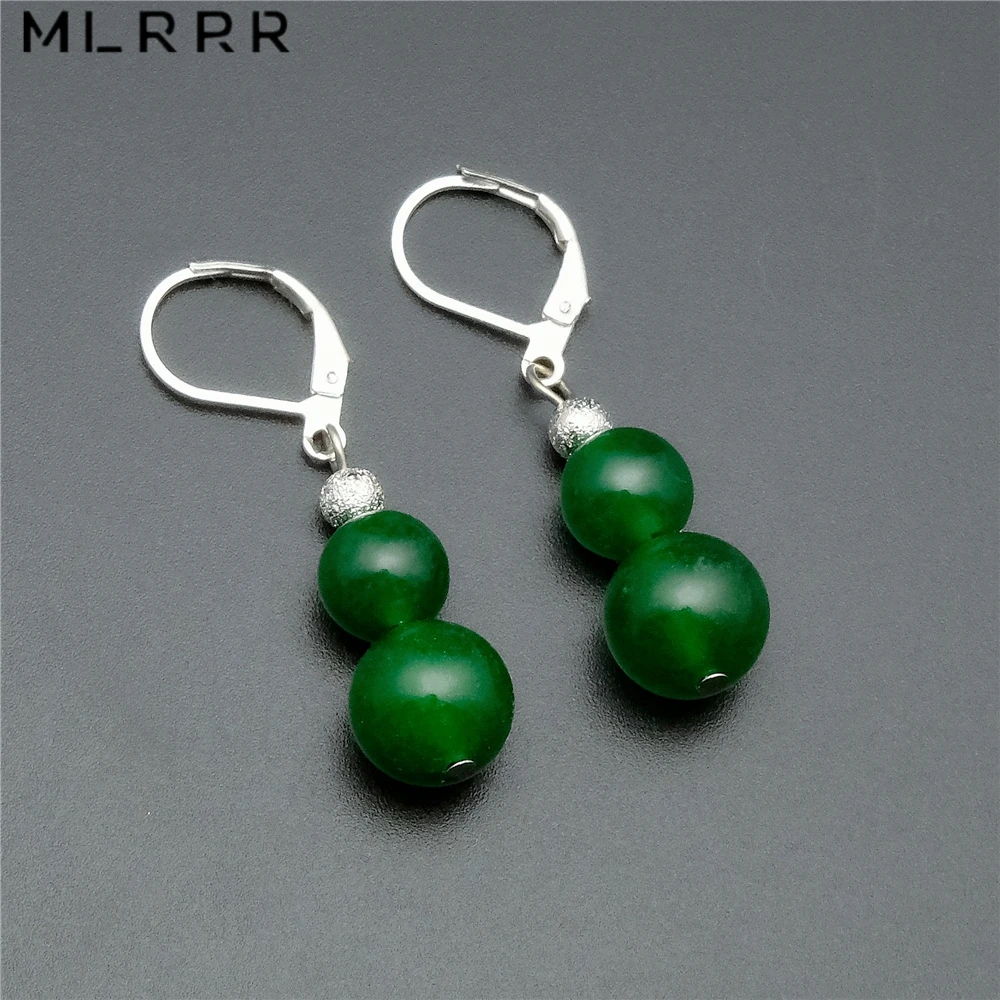 

Vintage Classic Natural Stone Jewelry Romantic High Quality Emeralds Chalcedony Pendant Charms Drop Earrings for Women