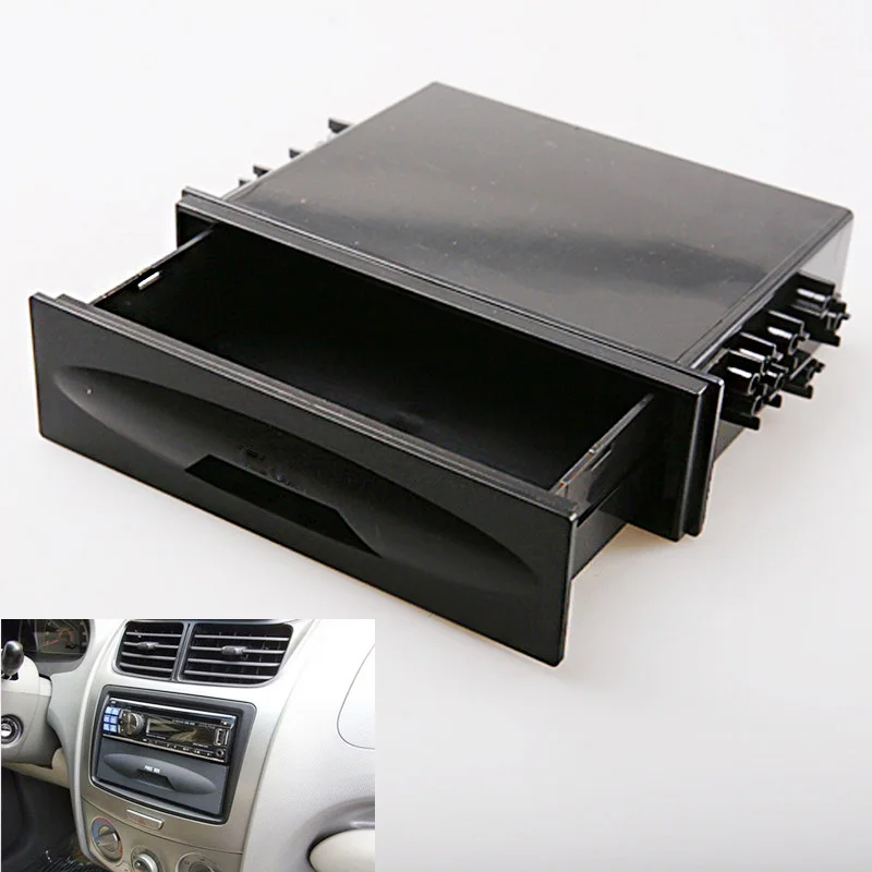 

Autoleader Universal Car Storage Box CX-38 Auto Single Din Dash Radio Installation Pocket Kit High-quality Plastic Black
