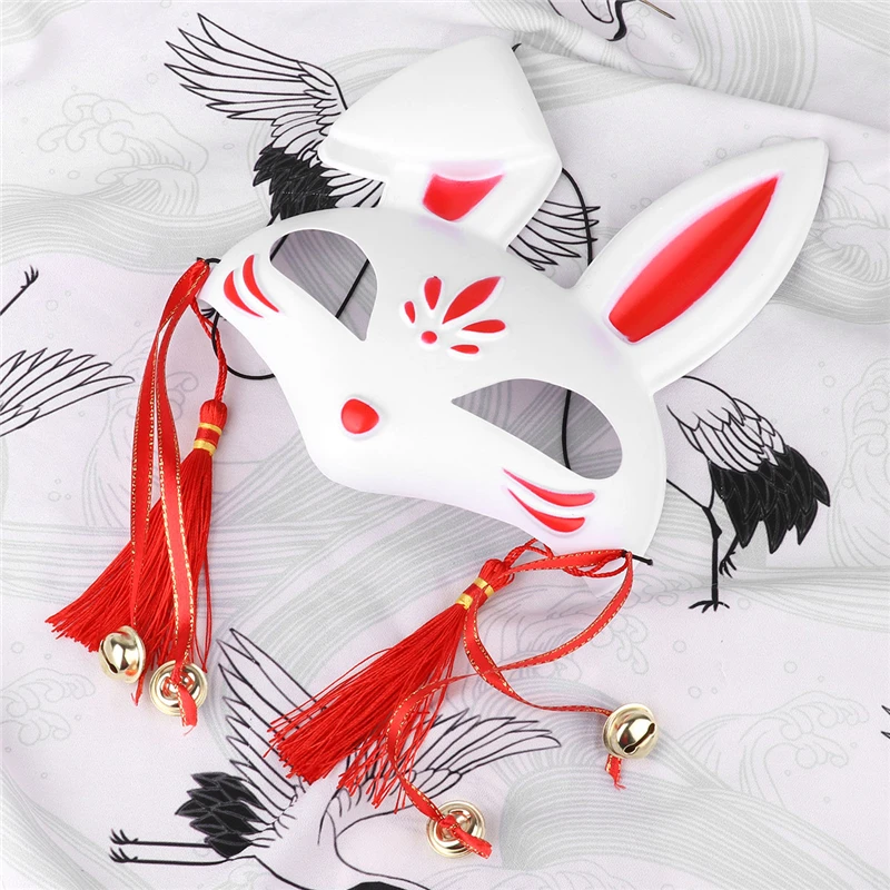 YiZYiF маски лисы ручная роспись японский ПВХ половина лица Кролик/полный лицо лиса маска маскарад фестиваль мяч Кабуки Kitsune костюм