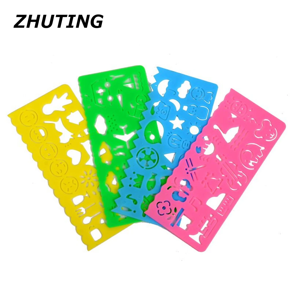 

Hot Sale 4pcs Stationery Ruler School Painting Supplies Drafting Tool Art Drawing Template