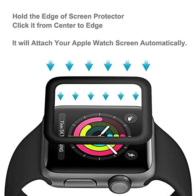  New Full Cover Tempered Glass For Apple Watch band Series 4 40mm 44mm Screen Protector iwatch 3/2/1 42mm 38mm 3D curved
