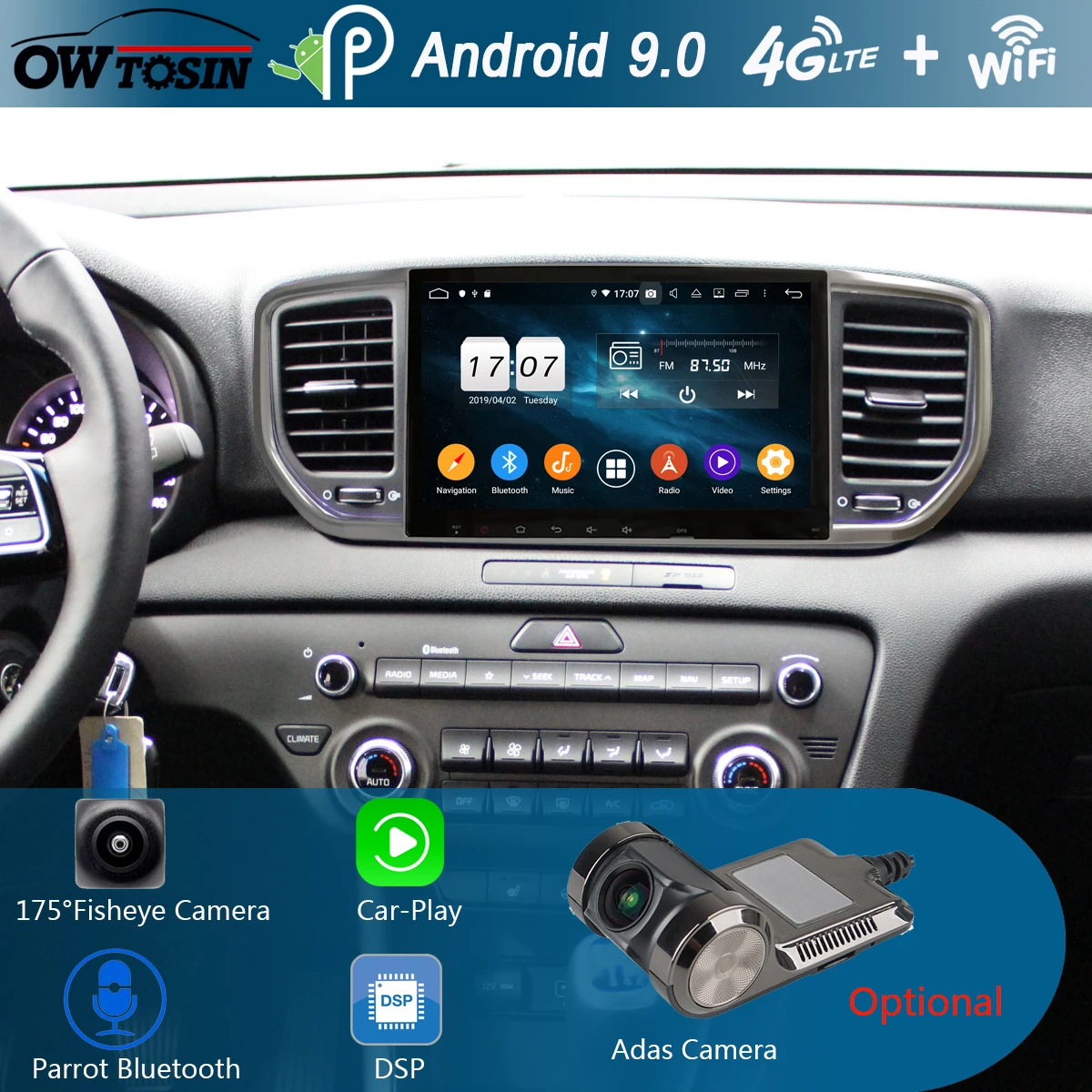 9 &quotIPS Octa Core 4G + 64G Android 0 Автомобильный мультимедийный плеер для Kia KX5 Sportage 5 2018 2019 GPS