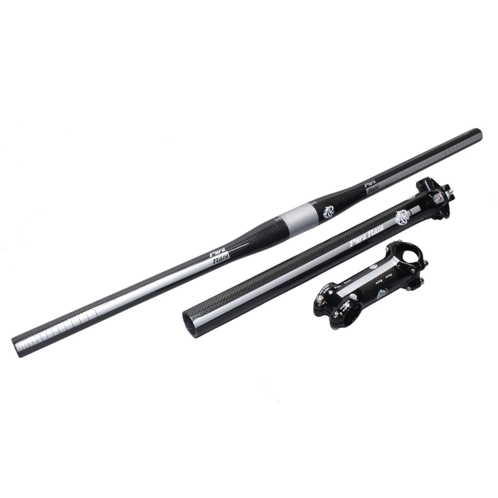 EC90 Lightweight Carbon Fiber MTB Bicycle RiserFlat Handlebar+Bike Seatpost+Stem RoadMountain Bike Cycling Parts Gray (2)
