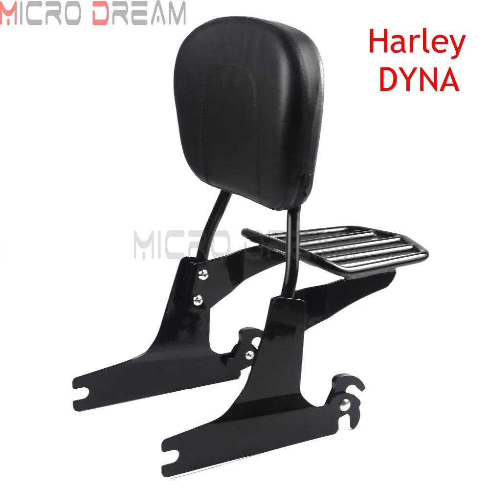 Detachable Backrest Sissy Bar Chrome Luggage Rack For Harley Dyna