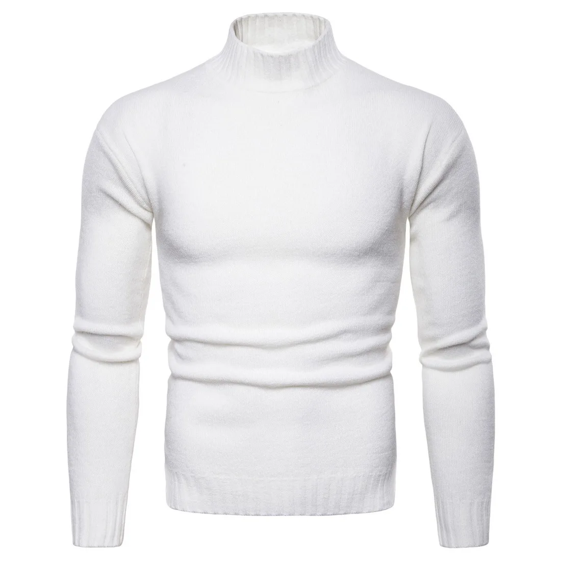 Vomint, брендовые новые мужские пуловеры, свитера с высоким воротом, базовые Повседневные свитера с длинными рукавами, свитера с высоким воротником - Цвет: white