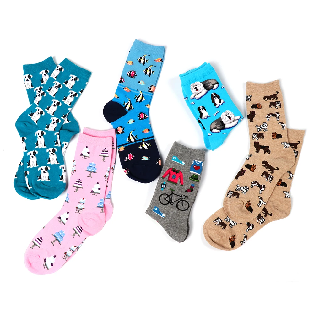 1Pair Creative Multicolor Women's Cotton Winter Socks Cartoon Animal Socks Unisex Harajuku Warm Breathable Casual Funny Socks