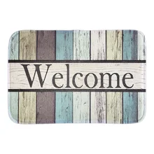 Добро пожаловать смешной коврик красочные полосатые напольные коврики домашние декоративные дверные коврики короткие плюшевые ткани для ванной гостиной