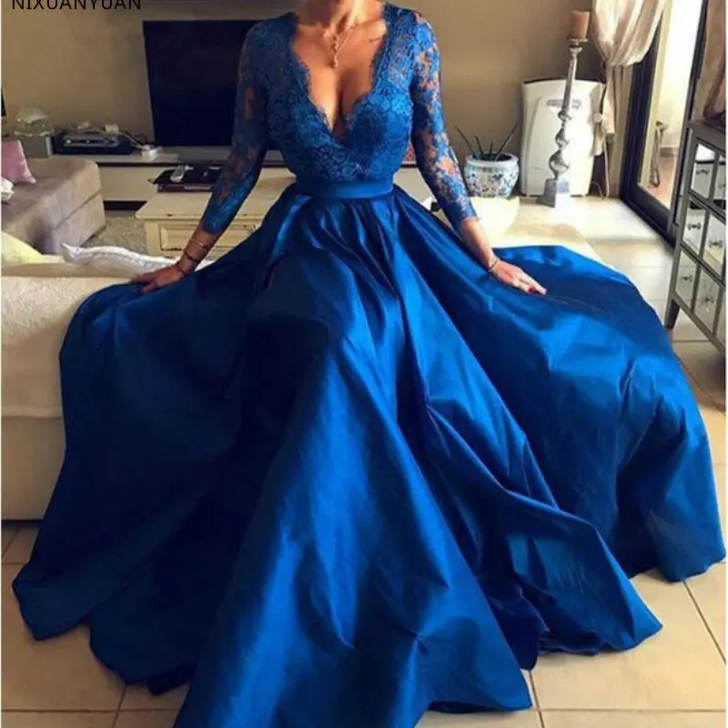 Новое поступление, вечерние платья для выпускного вечера vestido de noiva sereia, платье с v-образным вырезом, вечерние платья для выпускного вечера, длинные рукава, с разрезом сбоку